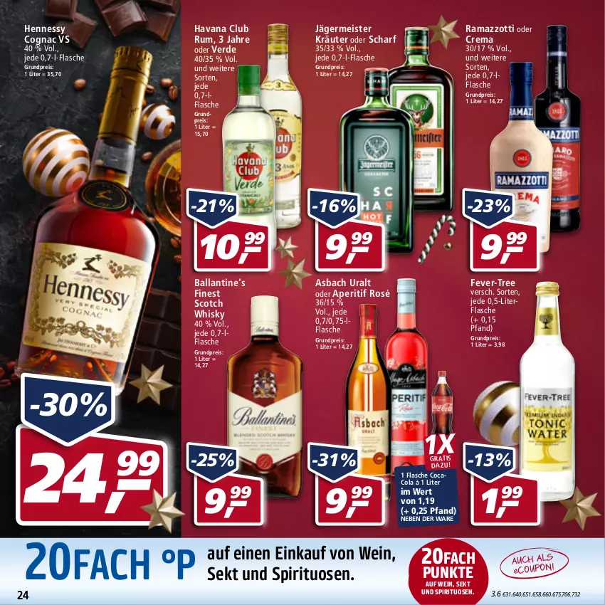 Aktueller Prospekt Real - Real Handzettel - von 20.12 bis 25.12.2021 - strona 24 - produkty: aperitif, asbach uralt, ball, Cognac, cola, eis, erde, fever-tree, flasche, Germ, Havana Club, jägermeister, kräuter, Meister, rama, ramazzott, ramazzotti, reis, rum, scotch, scotch whisky, sekt, spirituosen, Ti, wein, whisky, zott