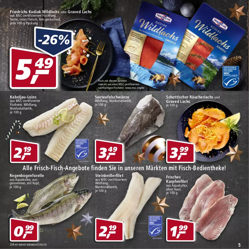 Aktueller Prospekt Real - Real Handzettel - von 20.12 bis 25.12.2021 - strona 5 - produkty: angebot, angebote, aqua, eis, elle, filet, fisch, fische, Fischer, fleisch, forelle, Graved Lachs, lachs, Räucherlachs, rel, Schere, schott, Steinbeißer, Steinbeißerfilet, Ti, tisch, Wild, wildlachs