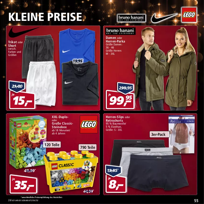 Aktueller Prospekt Real - Real Handzettel - von 20.12 bis 25.12.2021 - strona 55 - produkty: Bau, baumwolle, duplo, eis, elle, leine, Parka, reis, retroshorts, shorts, slip, slips, teller, Trikot, wolle