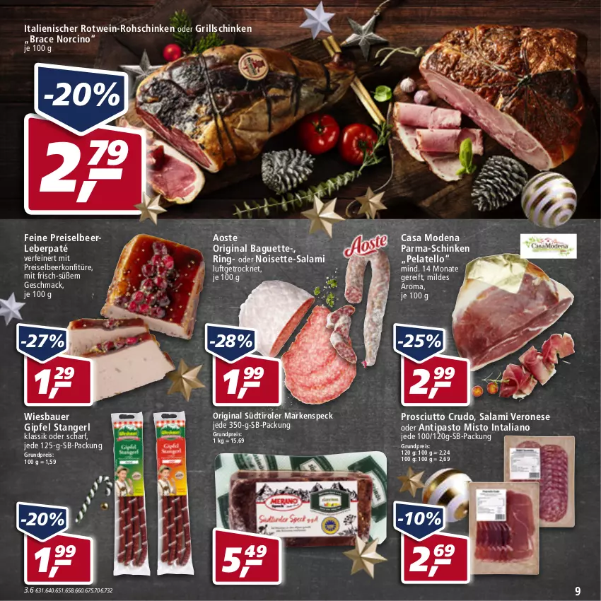 Aktueller Prospekt Real - Real Handzettel - von 20.12 bis 25.12.2021 - strona 9 - produkty: auer, baguette, Bau, Bauer, Casa Modena, cin, eis, gin, grill, konfitüre, mac, Mode, prosciutto, prosciutto crudo, reis, ring, rohschinken, rotwein, salami, schinken, Speck, südtiroler, Ti, wein, wiesbauer