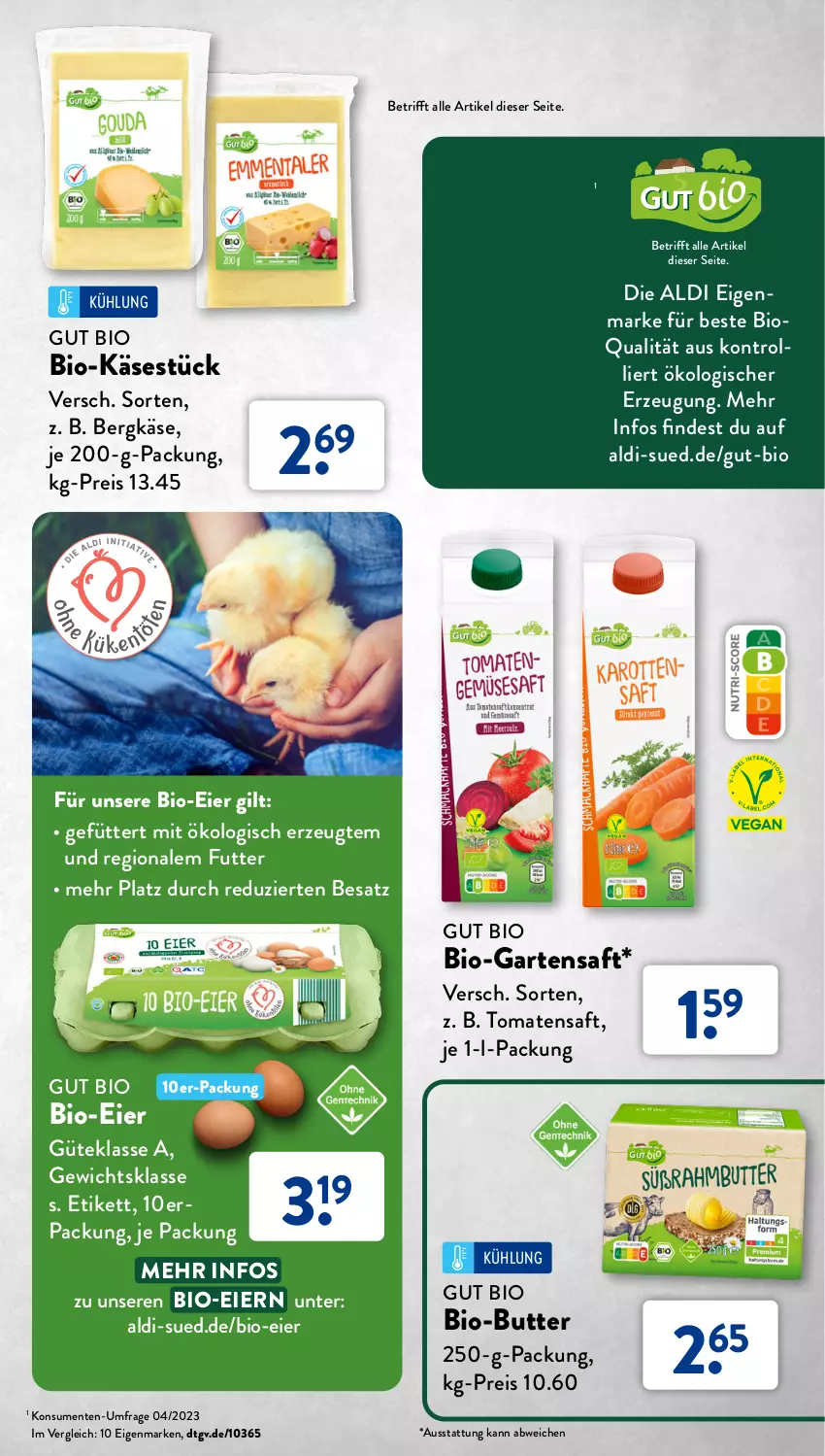 Aktueller Prospekt AldiSud - NUR NUR NATUR - BIO, DAS WEITER GEHT. - von 01.07 bis 31.07.2023 - strona 17 - produkty: aldi, Bergkäse, bio, Bio-Butter, Bio-Käse, butter, eier, eis, ente, Garten, Käse, reis, saft, Ti, tomate, tomaten, Tomatensaft, trolli