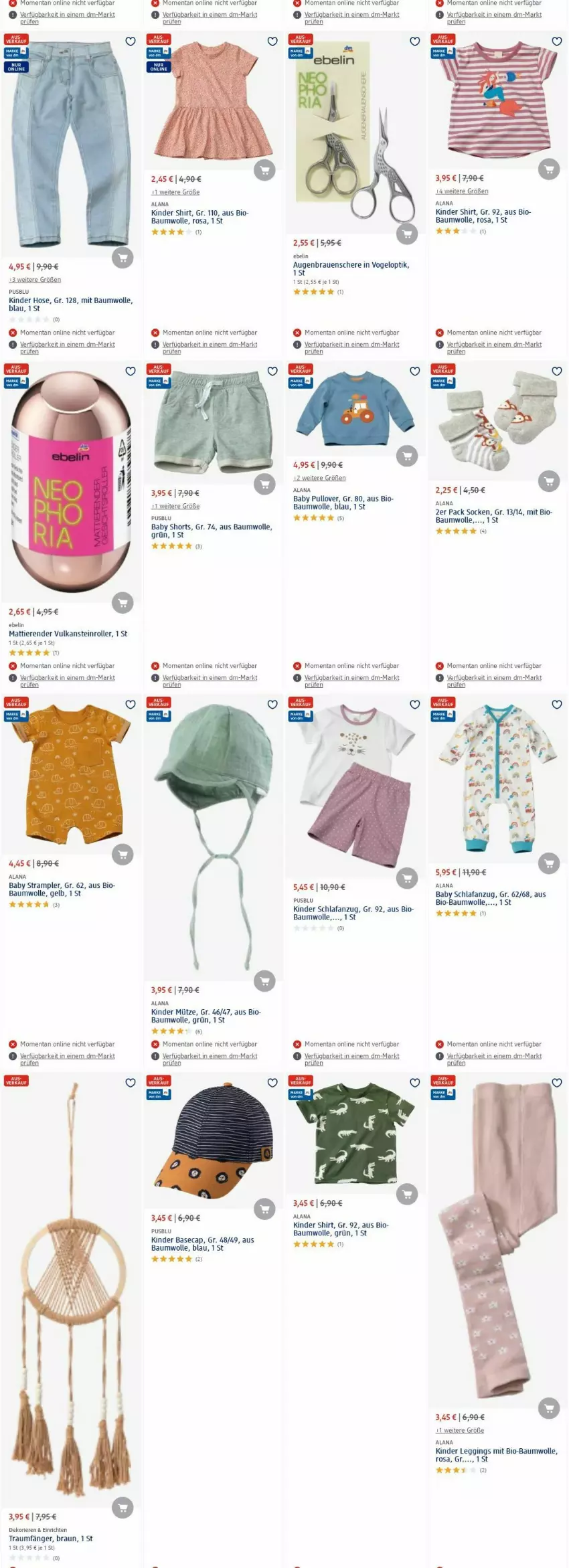 Aktueller Prospekt Dm Drogerie - Prospekte - von 25.09 bis 04.10.2023 - strona 12 - produkty: Anzug, Bau, baumwolle, bio, bio-baumwolle, braun, Cap, gin, hose, Kinder, leggings, mit bio-baumwolle, Mütze, Pullover, Roller, Schere, Schlafanzug, shirt, shorts, socken, Strampler, Ti, Tiere, uhu, usb, wolle