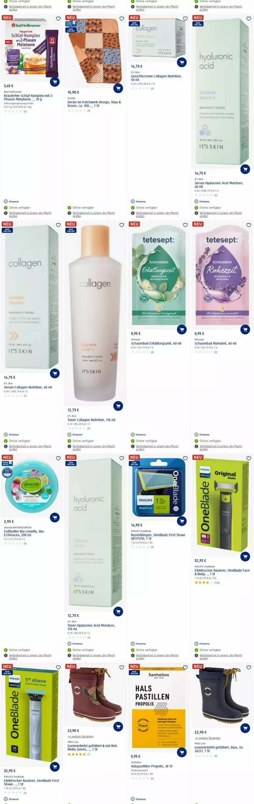 Aktueller Prospekt Dm Drogerie - Prospekte - von 25.09 bis 04.10.2023 - strona 20 - produkty: asti, Bad, beere, bio, body, braun, butter, Collagen, creme, decke, Echinacea, eis, erde, Erkältungs, Gesichtscreme, getränk, Gummistiefel, hyaluron, kosmetik, kräuter, limette, Mett, Philips, Propolis, rasierer, Rasierklinge, rasierklingen, Ria, rum, Sanhelios, Serum, tee, Ti, Toner, uhu