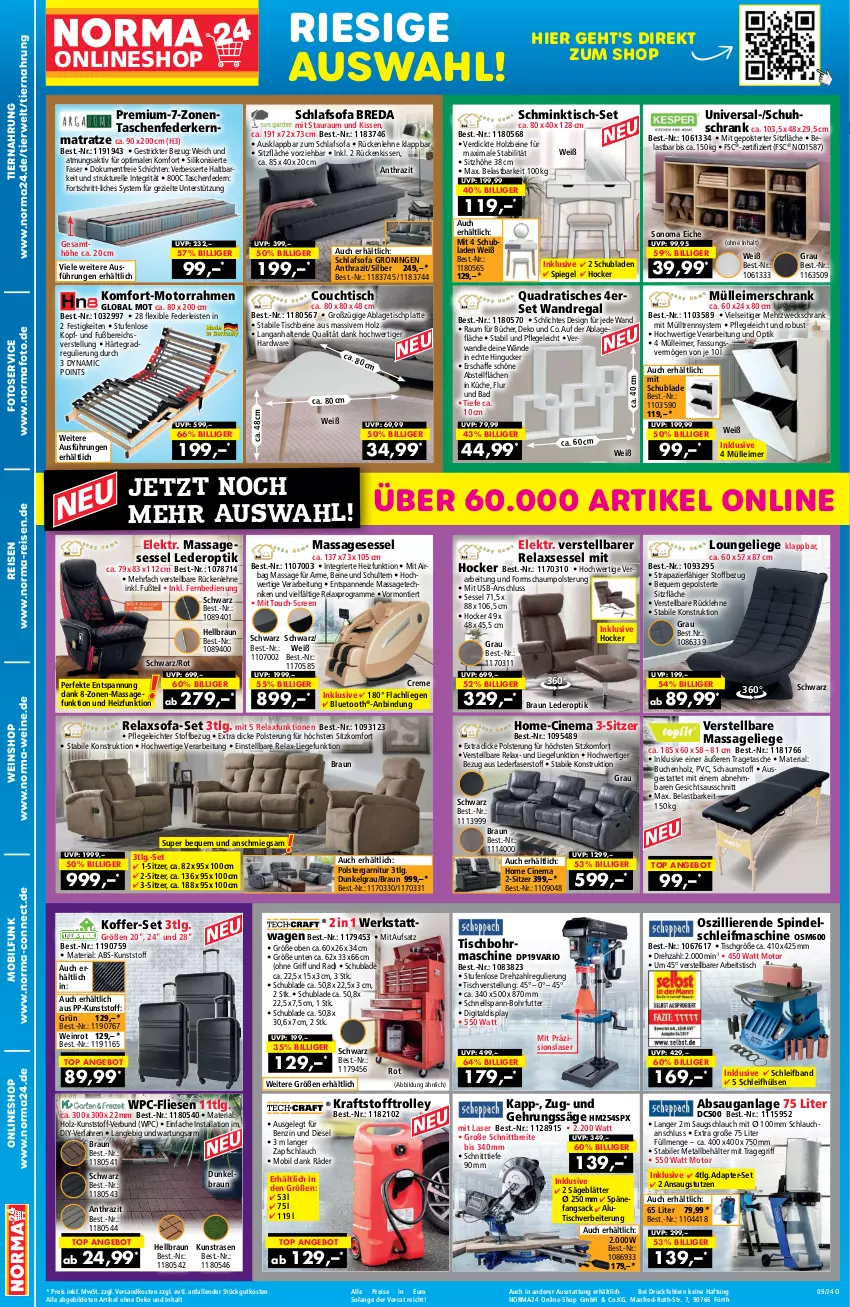 Aktueller Prospekt Norma - Norma - von 16.02 bis 03.03.2024 - strona 2 - produkty: adapter, aldi, angebot, Bad, Behälter, braun, Brei, buch, cin, Couch, couchtisch, creme, Diesel, eckschrank, eimer, eis, elle, federkern, fernbedienung, garnitur, gefu, Gehrungssäge, hardware, hocker, Holz, HP, kissen, koffer, kraft, küche, kunstrasen, latte, leimer, LG, Liege, matratze, mehrzweckschrank, Motorrahmen, ndk, Nike, rasen, regal, reis, rel, relaxsessel, Ria, Rückenkissen, rückenlehne, rwe, sac, säge, schlafsofa, schlauch, Schrank, schubladen, sessel, Sitzhöhe, Sofa, sonoma eiche, spiegel, Tasche, taschen, Ti, tiernahrung, tisch, Tischbohrmaschine, tischplatte, tragegriff, tragetasche, trolley, uhu, usb, wandregal, weck, wein, weine, weinshop