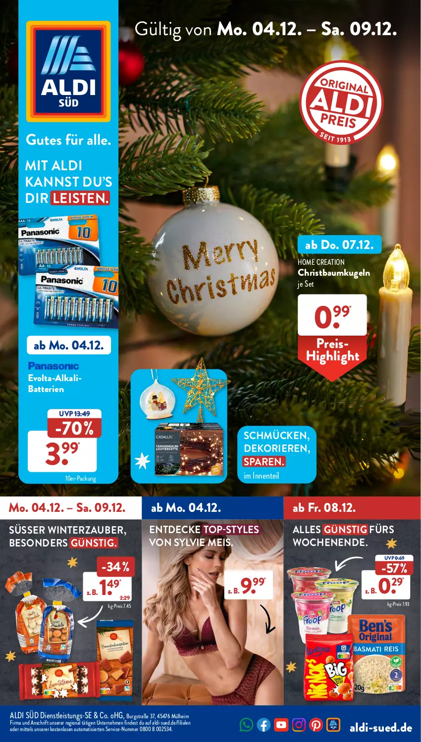 Aktueller Prospekt AldiSud - NÄCHSTE WOCHE - von 04.12 bis 09.12.2023 - strona 1 - produkty: aldi, auto, batterie, batterien, Bau, Baumkugel, decke, eis, ente, Kugel, reis, Ti