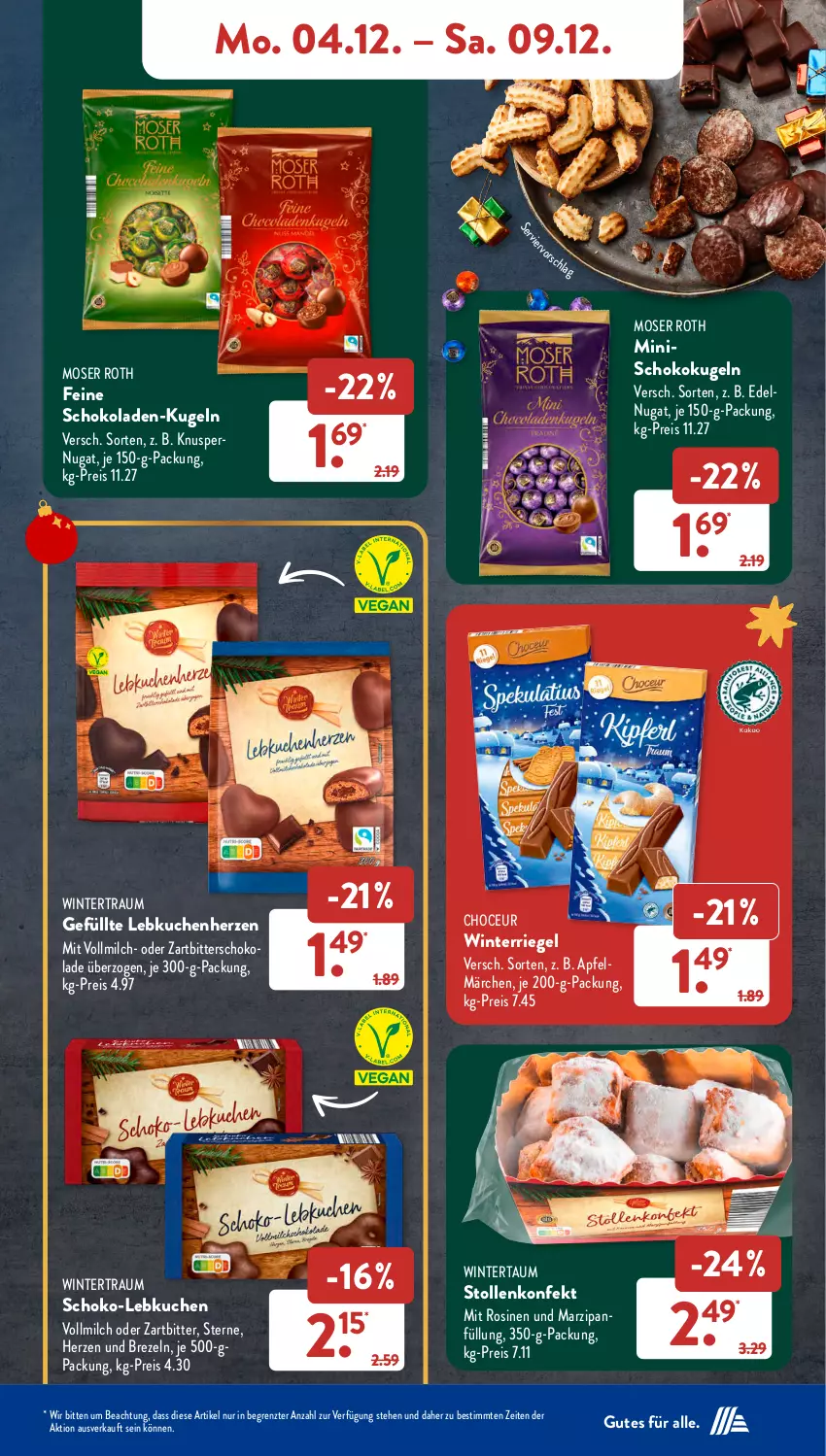 Aktueller Prospekt AldiSud - NÄCHSTE WOCHE - von 04.12 bis 09.12.2023 - strona 13 - produkty: apfel, brezel, Brezeln, eis, kuchen, Kugel, Lebkuchen, marzipan, Marzipanfüllung, milch, moser, Moser Roth, reis, riegel, schoko, schokolade, schokoladen, Stollen, Ti, vollmilch, Zartbitterschokolade, ZTE