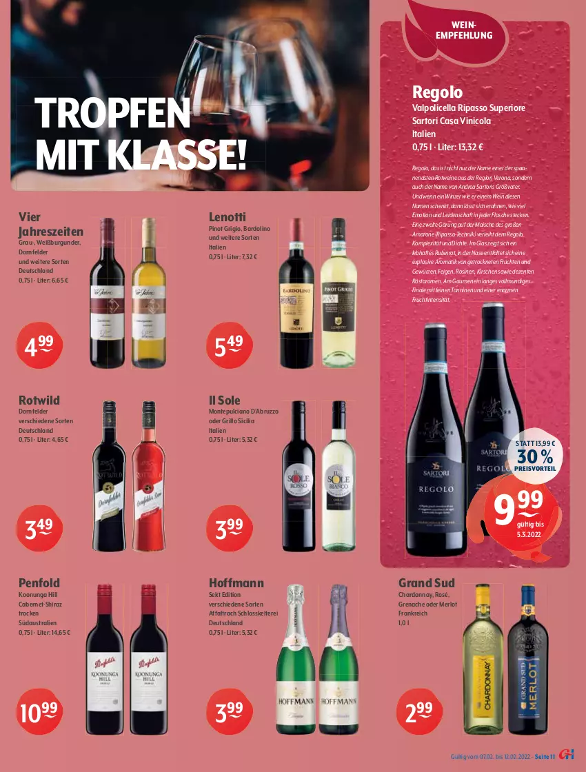 Aktueller Prospekt Getraenke Hoffmann - Prospekte - von 07.02 bis 12.02.2022 - strona 11 - produkty: amaro, aperol, apfel, apfelsaft, aust, Blüte, burgunder, cabernet, chantré, chardonnay, cola, dornfelder, dry gin, eis, elle, ente, erde, Feigen, flasche, frucht, früchte, früchten, gewürz, gin, gordon, Gordon’s, grand sud, grill, grillo, Happy Day, haselnuss, Havana Club, holunder, holunderblüte, jack daniel, Jack Daniel’s, kirsch, kirsche, kirschen, kräuter, kräuterlikör, likör, london dry, london dry gin, mais, mariacron, merl, merlot, monte, Montepulciano, nuss, orange, orangen, passo, pfeffer, Pinot, pinot grigio, preisvorteil, reis, rezept, rezept-tipp, Ria, rotwein, Rubin, rum, saft, sauvignon, sauvignon blanc, sekt, sirup, tennessee whiskey, Ti, Valpolicella, weck, wein, weinbrand, weine, Weißburgunder, Weißwein, whiskey, Wild, Yo