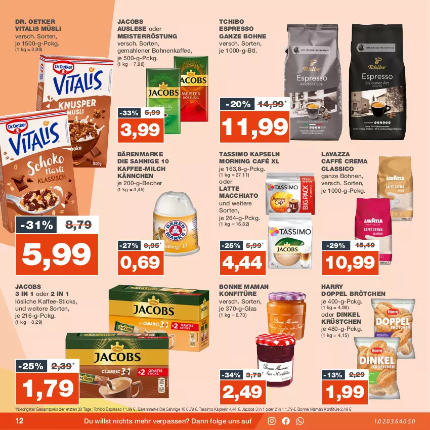 Aktueller Prospekt Real - von 25.09 bis 30.09.2023 - strona 12 - produkty: ACC, bärenmarke, Becher, bohne, bohnen, bohnenkaffee, bonne maman, brötchen, caffè crema, chia, classico, Dr. Oetker, eis, espresso, gemahlener bohnenkaffee, jacobs, kaffee, konfitüre, latte, latte macchiato, lavazza, LG, mac, macchiato, mam, Meister, meisterröstung, milch, müsli, reis, sim, tassimo, Tchibo, Ti, vita, vitalis, vitalis müsli, ZTE