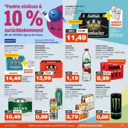 Gazetka promocyjna Real - Gazetka - ważna od 30.09 do 30.09.2023 - strona 17 - produkty: Becher, Benediktiner, bier, bitburger, bitburger pils, burger, coca-cola, cola, coupon, coupons, drink, eis, energy drink, erdinger, fanta, fanta oder, fanta oder sprite, kirsch, kirsche, krombache, krombacher, krombacher pils, monster, Monster Energy, oder sprite, payback, pils, pilsener, pilsner, reis, schöfferhofer, sprite, Ti, veltins, veltins pilsener, volvic, weissbier, ZTE