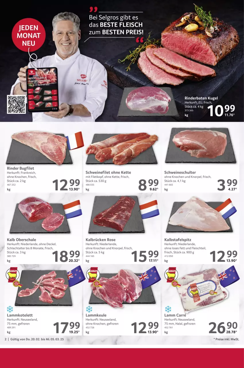 Aktueller Prospekt Selgros - Gastrokatalog - von 20.02 bis 05.03.2025 - strona 2 - produkty: decke, Deckel, eis, Elan, filet, fleisch, Kette, kotelett, Kugel, lamm, lammkeule, lammkotelett, LG, reis, rind, rinder, Schal, Schale, schwein, schweine, schweinefilet, tafelspitz, Ti, wein, weine