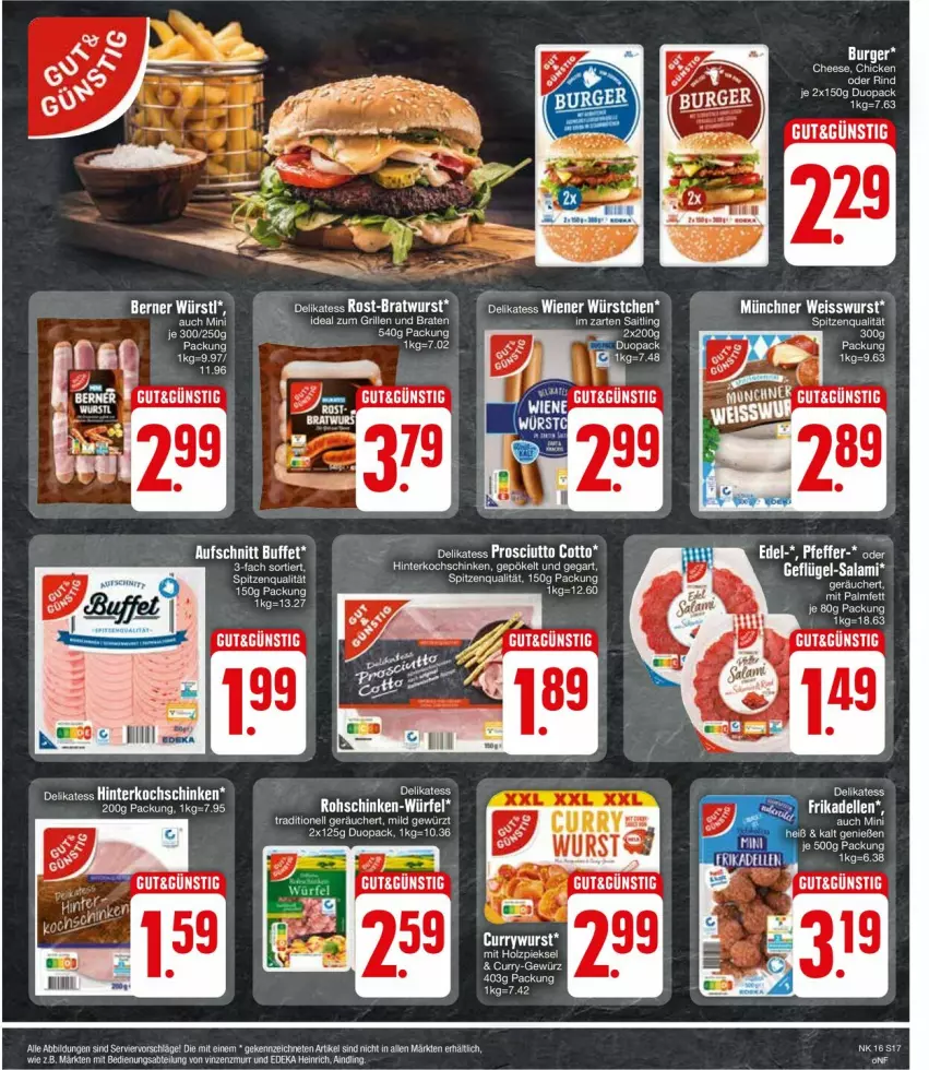 Aktueller Prospekt Edeka - Prospekte - von 15.04 bis 20.04.2024 - strona 17 - produkty: aufschnitt, burger, curry, deka, eier, eis, Geflügel, gewürz, Holz, LG, pfeffer, salami, spitzenqualität, Ti, wiener, wiener würstchen, wurst, würstchen