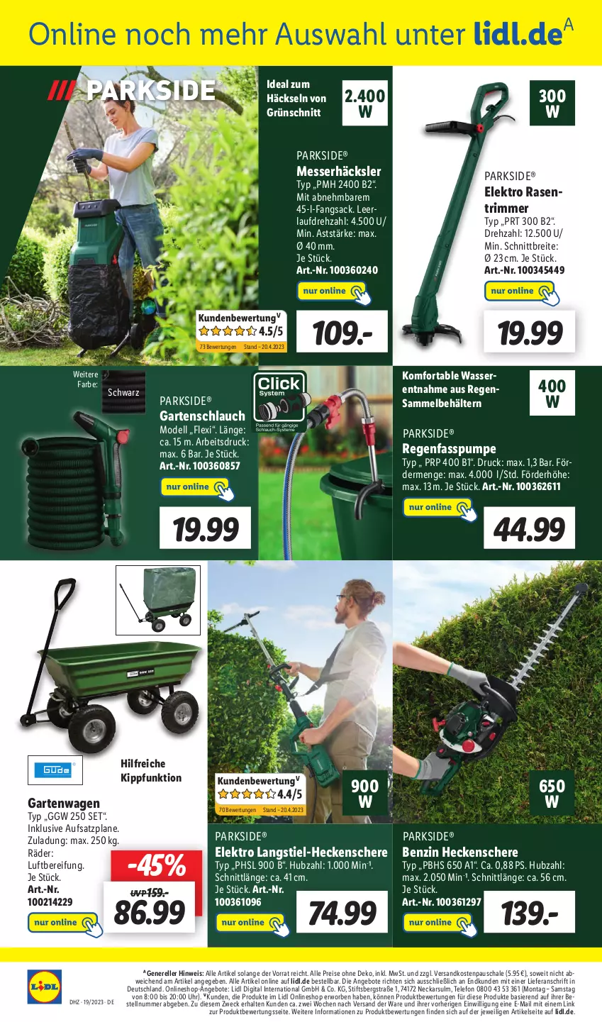 Aktueller Prospekt Lidl - Wochen-Highlights im Onlineshop - von 01.05 bis 14.05.2023 - strona 6 - produkty: angebot, angebote, Behälter, Brei, dell, eis, Elektro, elle, Garten, gartenschlauch, heckenschere, messer, Mode, ndk, Parkside, rasen, rasentrimmer, reis, rel, sac, Schal, Schale, Schere, schlauch, telefon, Ti, uhr, wasser, weck