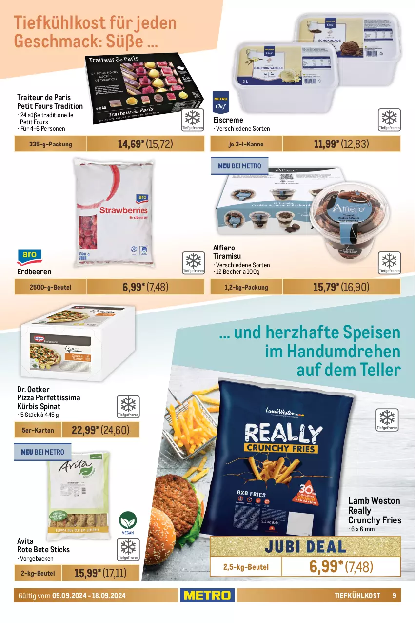 Aktueller Prospekt Metro - Food-NonFood - von 05.09 bis 18.09.2024 - strona 9 - produkty: angebot, angebote, Becher, beere, beeren, beutel, coupon, creme, decke, Dr. Oetker, eis, eiscreme, elle, erdbeere, erdbeeren, geback, Gemüsezwiebel, gurke, gurken, Kürbis, mac, Metro, obst, paprika, paprika rot, pizza, reis, rote bete, Schal, Schale, sim, spinat, teller, Ti, tiefkühlkost, tiramisu, trauben, und gemüse, vita, zitrone, zitronen, zwiebel, zwiebeln