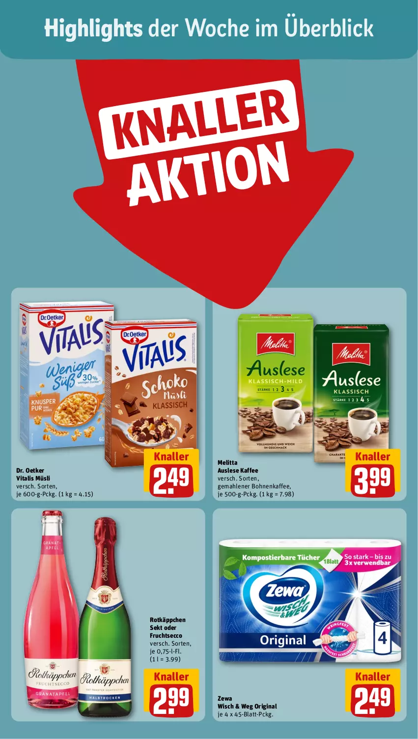 Aktueller Prospekt Rewe - Prospekte - von 11.03 bis 16.03.2024 - strona 2 - produkty: bohne, bohnen, bohnenkaffee, Dr. Oetker, ecco, frucht, fruchtsecco, gemahlener bohnenkaffee, gin, kaffee, melitta, müsli, rotkäppchen, sekt, vita, vitalis, vitalis müsli, zewa