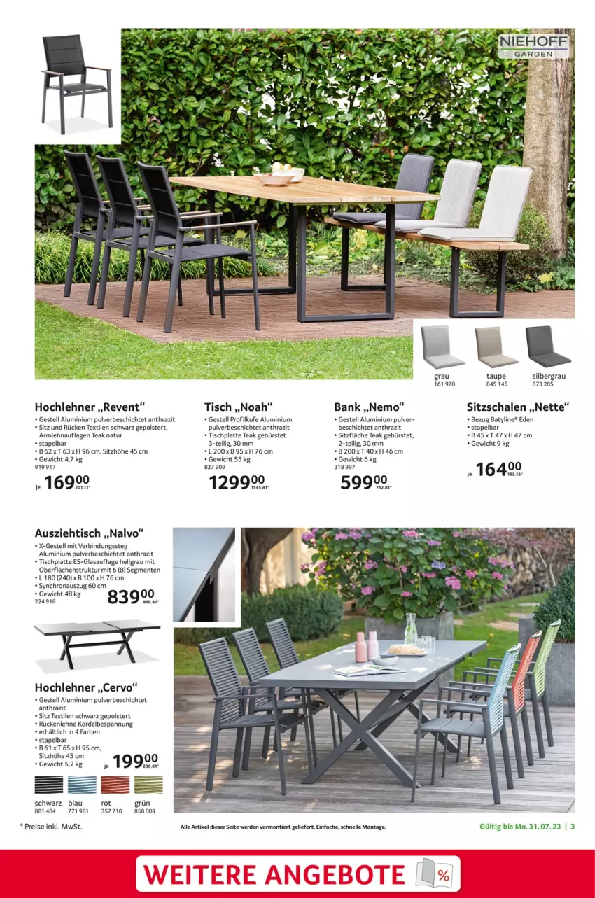 Aktueller Prospekt Selgros - Gartenexklusiv - von 09.03 bis 31.07.2023 - strona 3 - produkty: Bank, bürste, eis, elle, ente, erde, HP, latte, LG, natur, reis, rückenlehne, Schal, Schale, Sitzhöhe, Ti, tisch, tischplatte