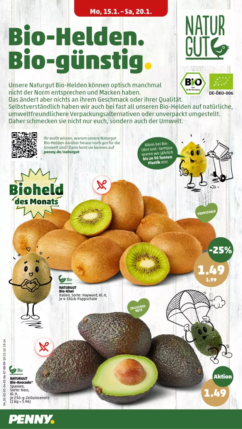 Aktueller Prospekt Penny - Prospekte - von 15.01 bis 20.01.2024 - strona 4 - produkty: asti, avocado, bio, kiwi, mac, natur, obst, rum, Schal, Schale, Ti, tisch