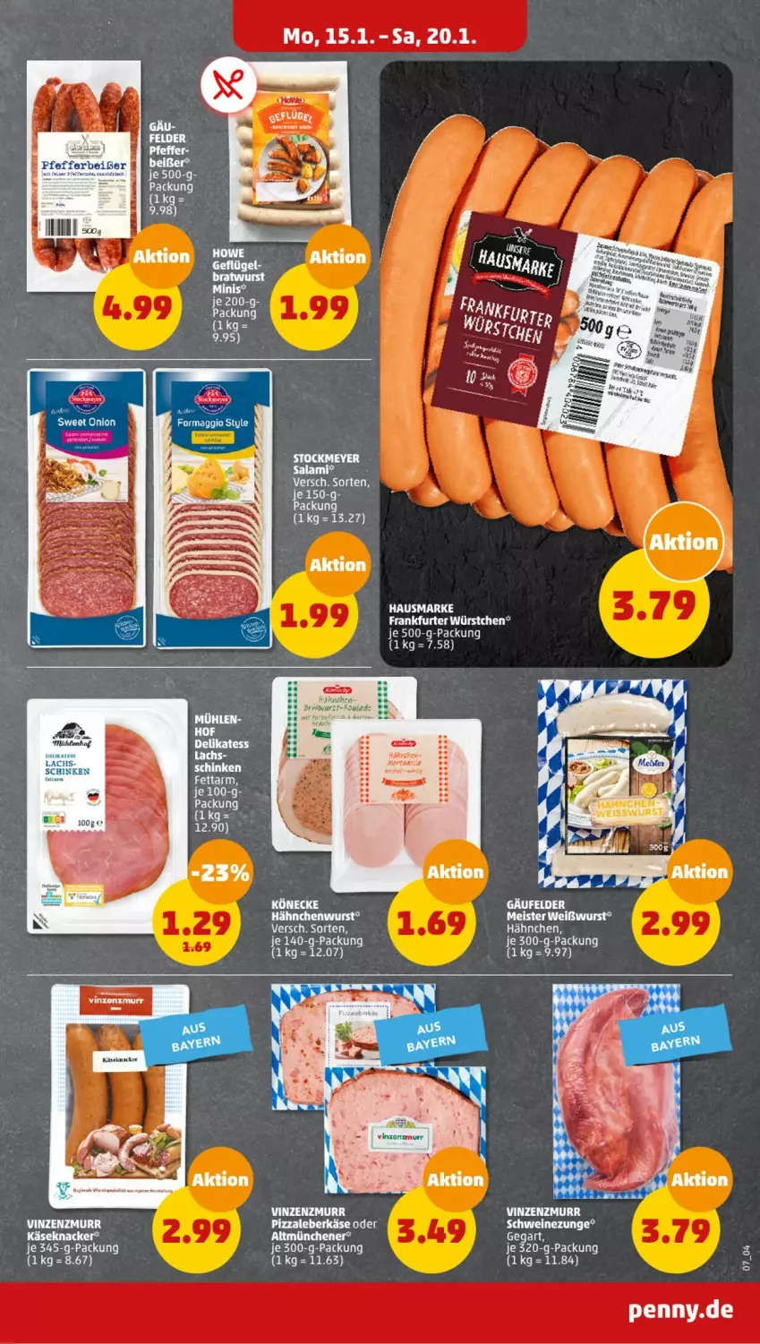 Aktueller Prospekt Penny - Prospekte - von 15.01 bis 20.01.2024 - strona 7 - produkty: bett, eis, hausmarke, Käse, knacker, Kraut, leberkäs, leberkäse, Meister, pizza, salami, schwein, schweine, Schweinezunge, Ti, wein, weine, Weißwurst, wurst