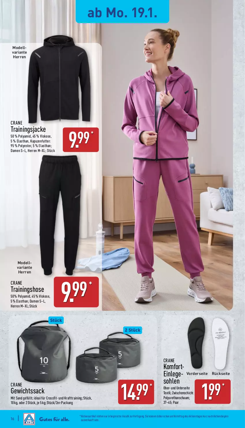 Aktueller Prospekt Aldi Nord - Von Montag - von 19.01 bis 24.01.2026 - strona 16 - produkty: dell, gin, hose, Jacke, kraft, Mode, Ria, sac, Ti, Trainingshose, ZTE
