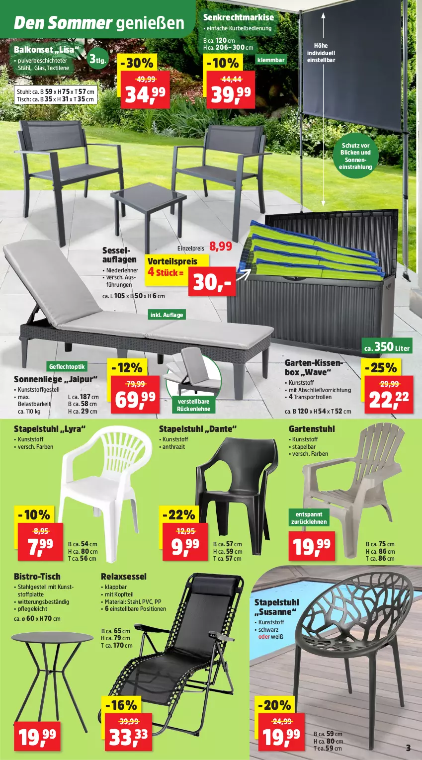 Aktueller Prospekt Thomas Philipps - von 07.07 bis 12.07.2025 - strona 3 - produkty: Balkonset, eis, Garten, gartenstuhl, kissen, latte, LG, Liege, reis, rel, relaxsessel, Ria, rückenlehne, sessel, sonnenliege, Sport, stapelstuhl, stuhl, Ti, tisch, vorteilspreis