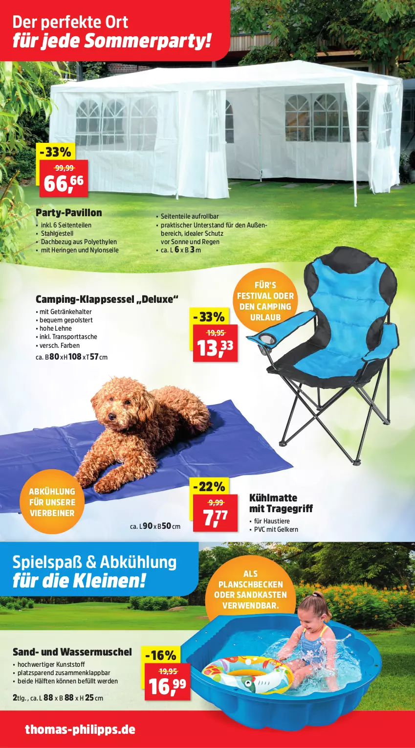 Aktueller Prospekt Thomas Philipps - von 07.07 bis 12.07.2025 - strona 4 - produkty: aust, ente, erde, getränk, getränke, getränkehalter, hering, klappsessel, leine, LG, ndk, pavillon, planschbecken, ring, rwe, Sandkasten, sessel, Sport, sporttasche, Stier, Tasche, Ti, Tiere, tisch, tragegriff, wasser