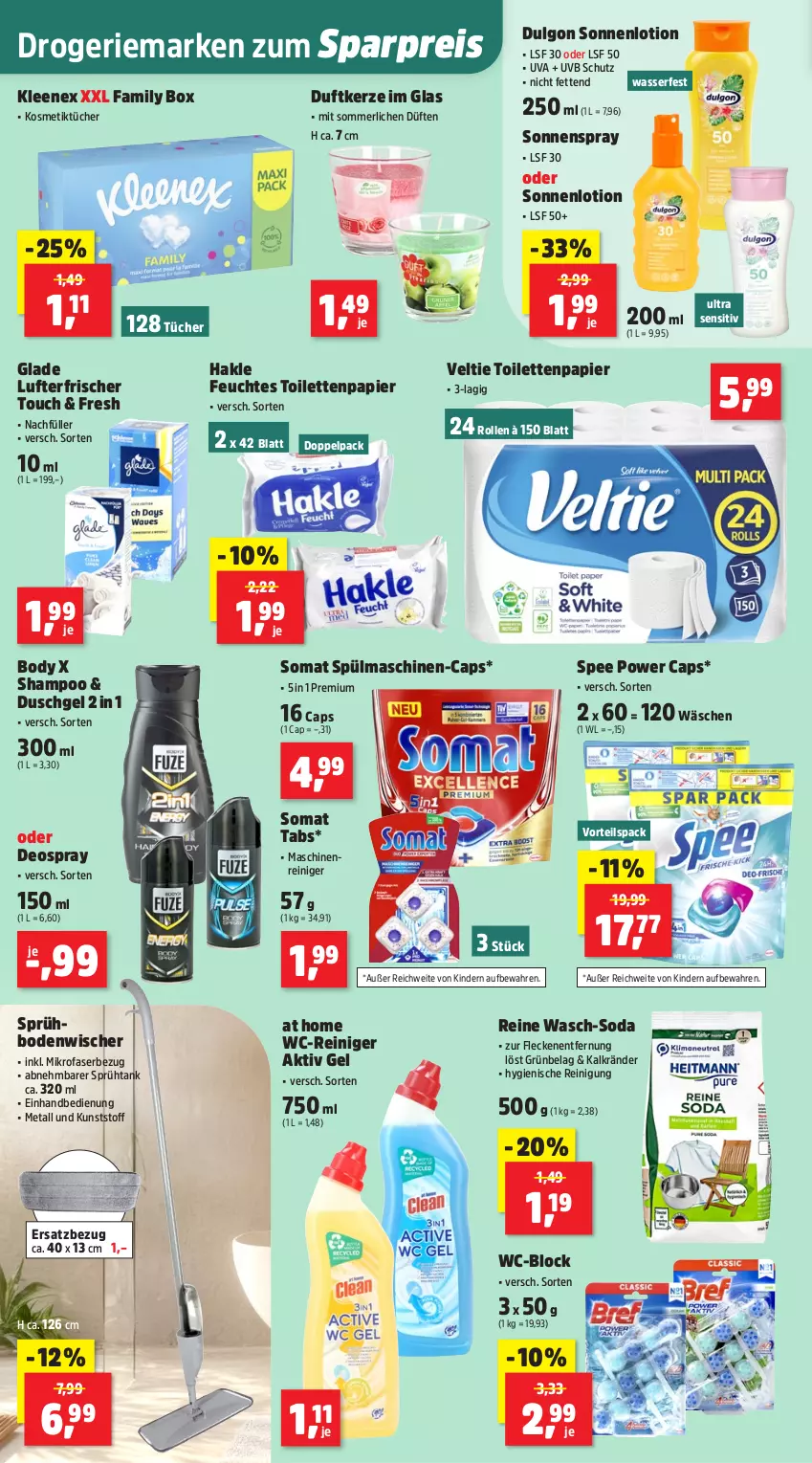 Aktueller Prospekt Thomas Philipps - von 07.07 bis 12.07.2025 - strona 8 - produkty: aktiv gel, bodenwischer, body, Cap, deo, deospray, Duftkerze, duschgel, eis, feuchtes toilettenpapier, Glade, hakle, kerze, Kinder, kosmetik, Kosmetiktücher, LG, Lotion, lufterfrischer, maschinenreiniger, merl, mikrofaser, oder deospray, papier, reiniger, Reinigung, reis, shampoo, Soda, somat, sonnenspray, spee, spülmaschinen, Ti, toilettenpapier, tücher, wasser, wc-reiniger