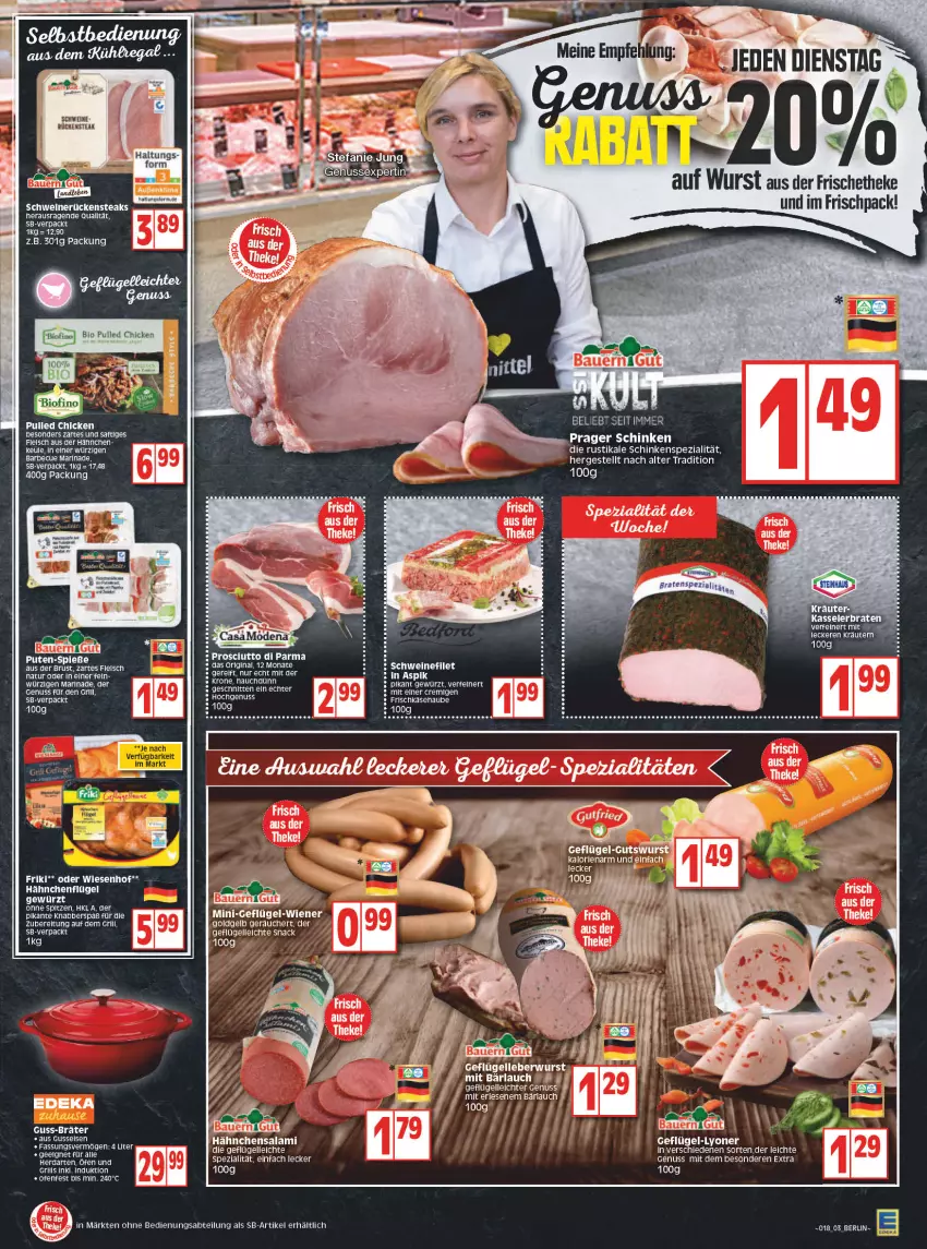 Aktueller Prospekt Edeka - Angebote der Woche - von 02.05 bis 07.05.2022 - strona 3 - produkty: Abtei, aeg, auer, barbecue, Bau, Bauer, braten, deka, eis, elle, ente, fleisch, frischkäse, Geflügel, gewürz, gin, grill, hähnchenflügel, HP, Käse, kasseler, Kasselerbraten, krone, lyoner, marinade, nuss, Ofen, pute, Puten-Spieße, Rückensteak, rückensteaks, salami, schinken, schnitten, schwein, schweine, schweinerücken, snack, Spezi, steak, steaks, tee, Ti, Tiere, wein, weine, wiesenhof, wurst, Yo