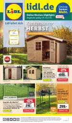 Gazetka promocyjna Lidl - Wochen-Highlights im Onlineshop - Gazetka - ważna od 11.09 do 11.09.2022 - strona 1 - produkty: angebot, angebote, eis, erde, Garten, Gartenhaus, Holz, Holzspalter, kraft, ndk, Parkside, Rauch, reis, Ria, Ti