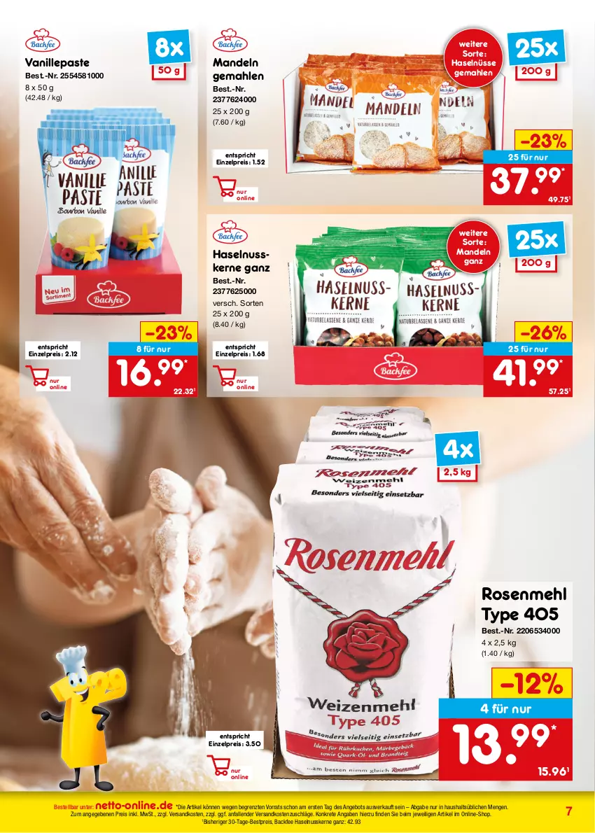 Aktueller Prospekt Netto Marken-Discount - Online-Angebote November - von 01.11 bis 30.11.2023 - strona 7 - produkty: angebot, bestpreis, eis, haselnuss, mandel, mandeln, mehl, ndk, nuss, reis, rosen, Rosenmehl, Ti, type 405, vanille, ZTE