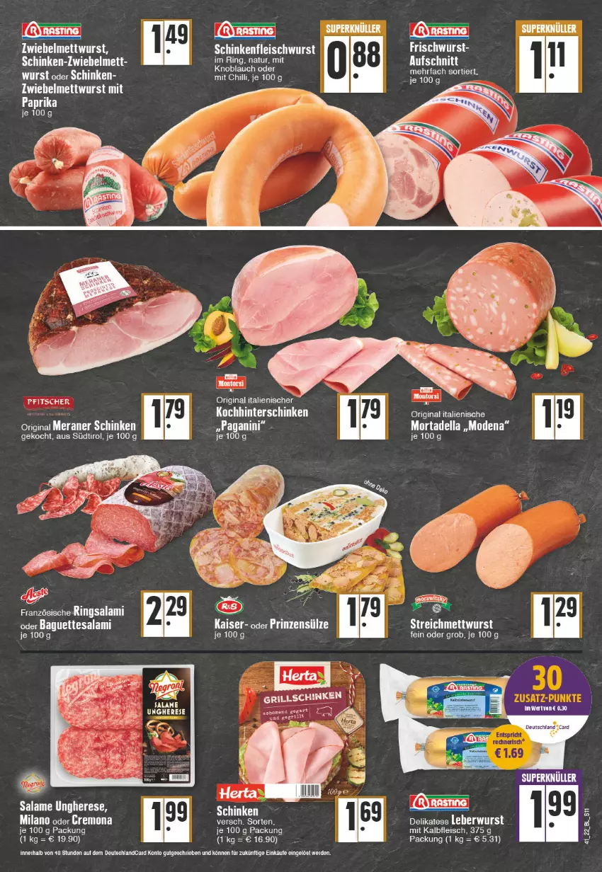 Aktueller Prospekt Edeka - Angebote der Woche - von 10.10 bis 15.10.2022 - strona 11 - produkty: aufschnitt, baguette, baguettes, dell, eis, erde, fleisch, fleischwurst, gin, grill, Kaiser, Kalbfleisch, Mett, mettwurst, mit kalbfleisch, mit paprika, Mode, montorsi, mortadella, paprika, prinzensülze, ring, salami, schinken, schinkenfleischwurst, tesa, Ti, wurst, zwiebel, zwiebelmettwurst