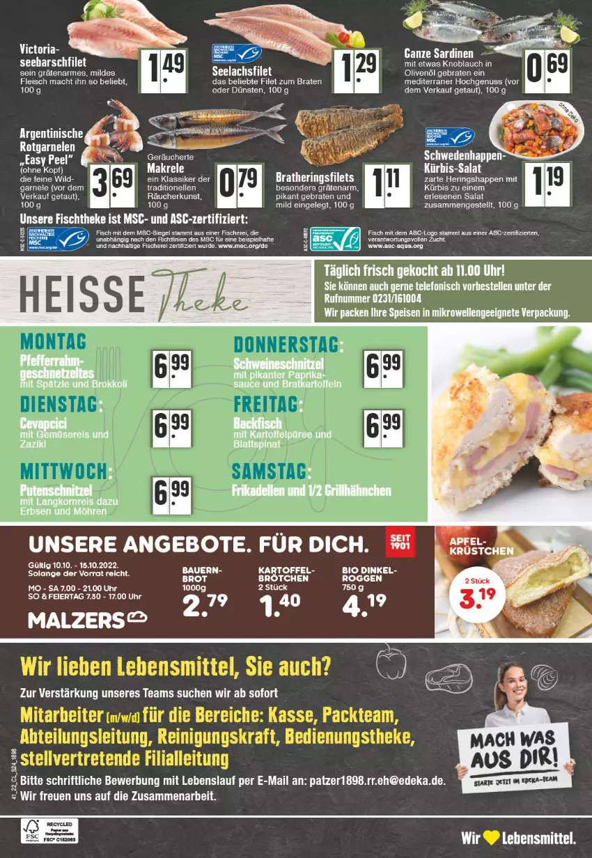 Aktueller Prospekt Edeka - Angebote der Woche - von 10.10 bis 15.10.2022 - strona 24 - produkty: angebot, angebote, auer, Bau, Bauer, bio, braten, deka, eier, eis, elle, filet, fisch, fische, Fischer, fischtheke, fleisch, garnelen, hering, Herings, Heringshappen, in olivenöl, kartoffel, knoblauch, Kürbis, lachs, lachsfilet, mac, Makrele, mikrowelle, nuss, olive, oliven, olivenöl, rel, Ria, ring, salat, Sardinen, Schere, seelachsfilet, tee, telefon, Ti, uhr, Wild