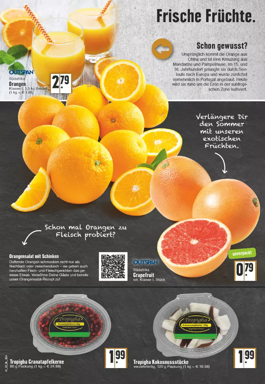 Aktueller Prospekt Edeka - Angebote der Woche - von 10.10 bis 15.10.2022 - strona 4 - produkty: apfel, Bau, beutel, eis, Elan, erde, fisch, fleisch, früchte, grana, granatapfel, granatapfelkerne, grapefruit, Heu, kokos, kokosnuss, mandarine, nuss, orange, orangen, Rana, rezept, salat, schinken, Ti, tisch