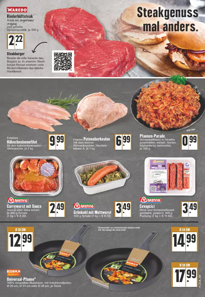 Aktueller Prospekt Edeka - Angebote der Woche - von 10.10 bis 15.10.2022 - strona 9 - produkty: burger, deka, eis, filet, fleisch, gewürz, hackfleisch, hüftsteak, hüftsteaks, küche, Küchen, leine, pfanne, Rauch, reifen, rezept, Ria, rind, rinder, Schal, Schale, schnitten, schwein, schweine, schweinefleisch, spitzenqualität, steak, steaks, Ti, wein, weine