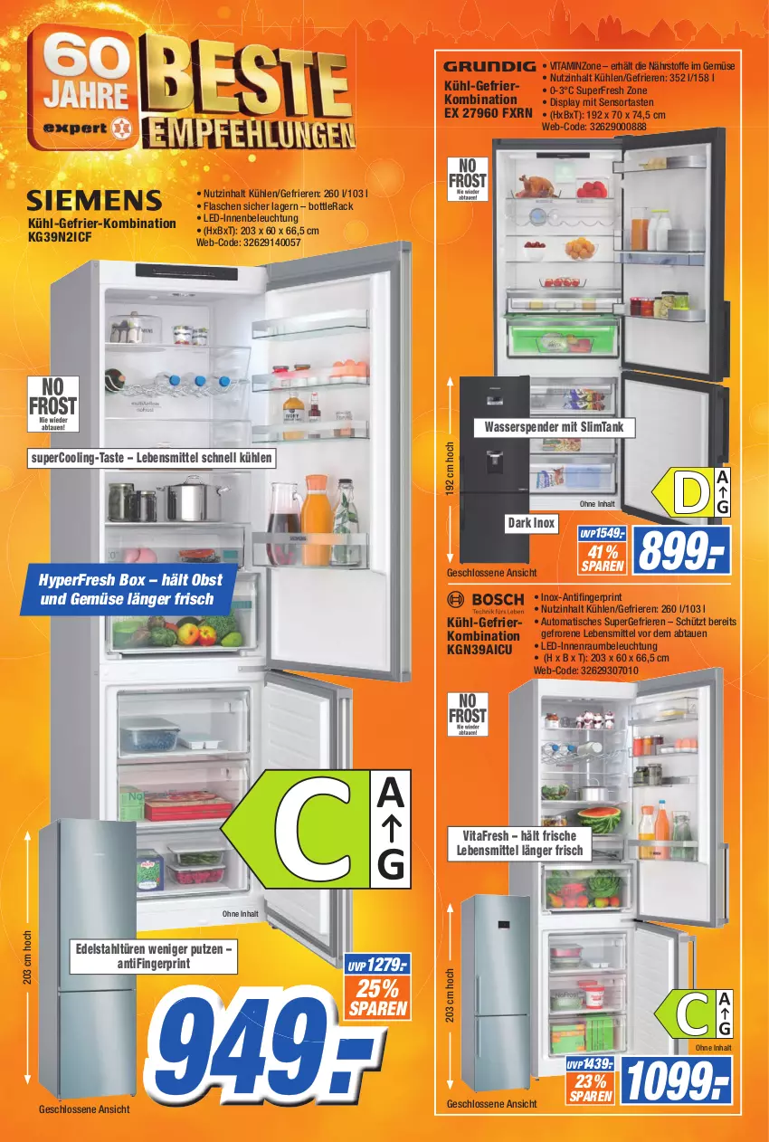 Aktueller Prospekt Expert Bonn - Prospekte - von 14.05 bis 20.05.2022 - strona 10 - produkty: auto, beleuchtung, edelstahl, flasche, gefrierkombination, kühl-gefrierkombination, lebensmittel, obst, Obst und Gemüse, Ti, tisch, und gemüse, vita, vitafresh, wasser