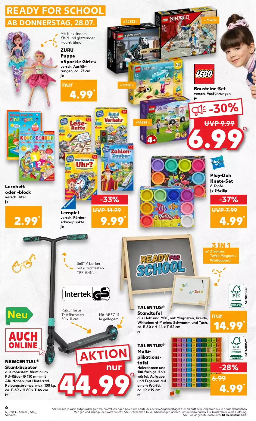 Aktueller Prospekt Kaufland - von 28.07 bis 10.08.2022 - strona 6 - produkty: angebot, angebote, aust, Bau, Holz, kleid, Kreide, Kugel, Play-Doh, Puppe, schwamm, scooter, Ti, tuc, würfel, ZTE