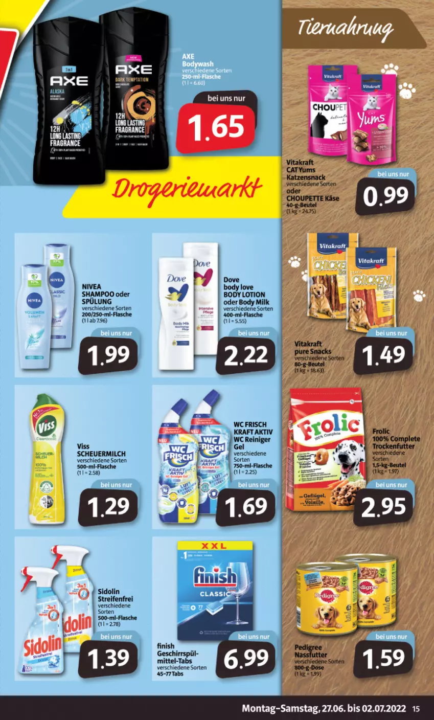 Aktueller Prospekt Markant - Prospekte - von 27.06 bis 02.07.2022 - strona 15 - produkty: asti, axe, beutel, body, body milk, bodylotion, dove, flasche, frolic, Heu, Lotion, milch, nivea, Ria, scheuermilch, shampoo, spülung, Ti