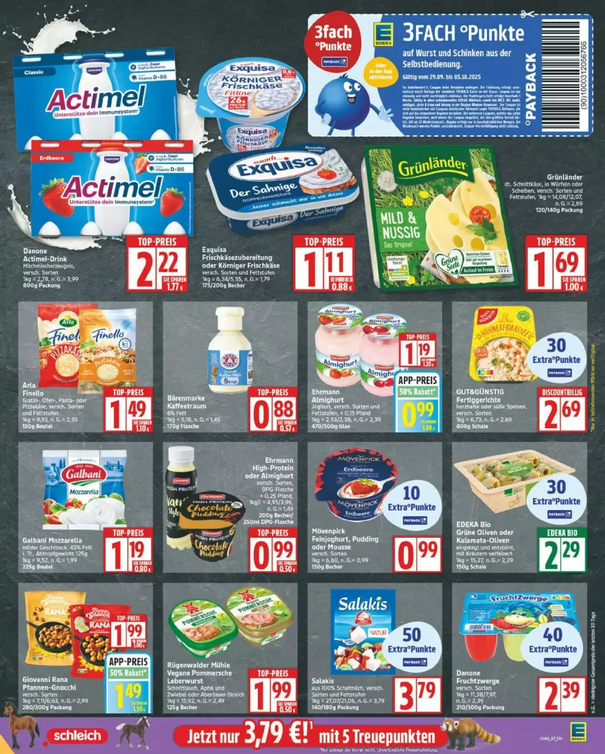 Aktueller Prospekt Edeka - Prospekte - von 29.09 bis 04.10.2025 - strona 7 - produkty: apfel, beere, danone, eis, erdbeere, exquisa, frischkäse, frischkäsezubereitung, giovanni rana, gnocchi, grünländer, Käse, Liege, payback, pfanne, pfannen, Rana, reis, Ria, sana, schinken, schnittkäse, schnittlauch, top-preis, würfel, wurst