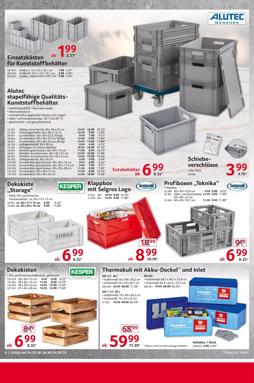 Aktueller Prospekt Selgros - Non Food - von 29.08 bis 04.09.2024 - strona 6 - produkty: akku, Behälter, decke, Deckel, eis, Holz, Klappbox, kühlakku, lamm, LG, mac, obst, pizza, Pizzateig, rel, rum, Ti, und gemüse