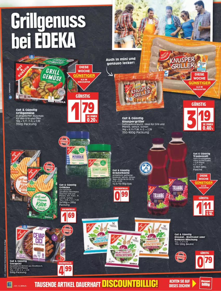 Aktueller Prospekt Edeka - Angebote der Woche - von 23.05 bis 28.05.2022 - strona 12 - produkty: Bau, beutel, bratwurst, cevapcici, discount, eis, elle, flasche, fleisch, frucht, für grill und pfanne, Geflügel, grill, grill und pfanne, hackfleisch, ideal für grill, ideal für grill und pfanne, Käse, kräuter, küche, Ofen, pfanne, reis, rind, rindfleisch, salat, Schal, Schale, Ti, tisch, und pfanne, weichkäse, wurst, ZTE, zucker