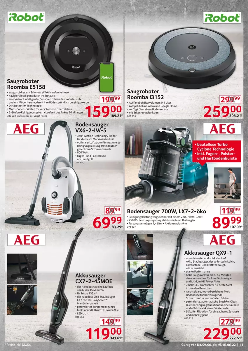 Aktueller Prospekt Selgros - Nonfood - von 09.06 bis 15.06.2022 - strona 11 - produkty: akku, alexa, auto, Behälter, bodensauger, bürste, bürsten, eis, Elektro, elle, ente, erde, Intel, kraft, möbel, Rauch, Reinigung, Roomba, rum, Saugroboter, staubsauger, tee, Ti, tisch