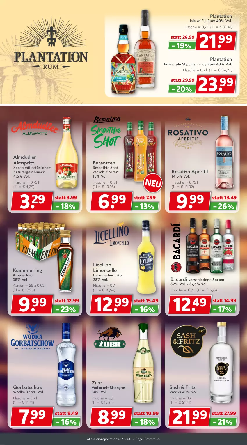 Aktueller Prospekt Getraenkeland - von 29.04 bis 11.05.2024 - strona 7 - produkty: aktionspreis, almdudler, aperitif, Apple, berentzen, bestpreis, bestpreise, ecco, eis, flasche, fritz, gin, Gorbatschow, kräuter, kräuterlikör, kuemmerling, likör, limo, mac, merl, reis, rum, smoothie, Ti, vodka, wodka