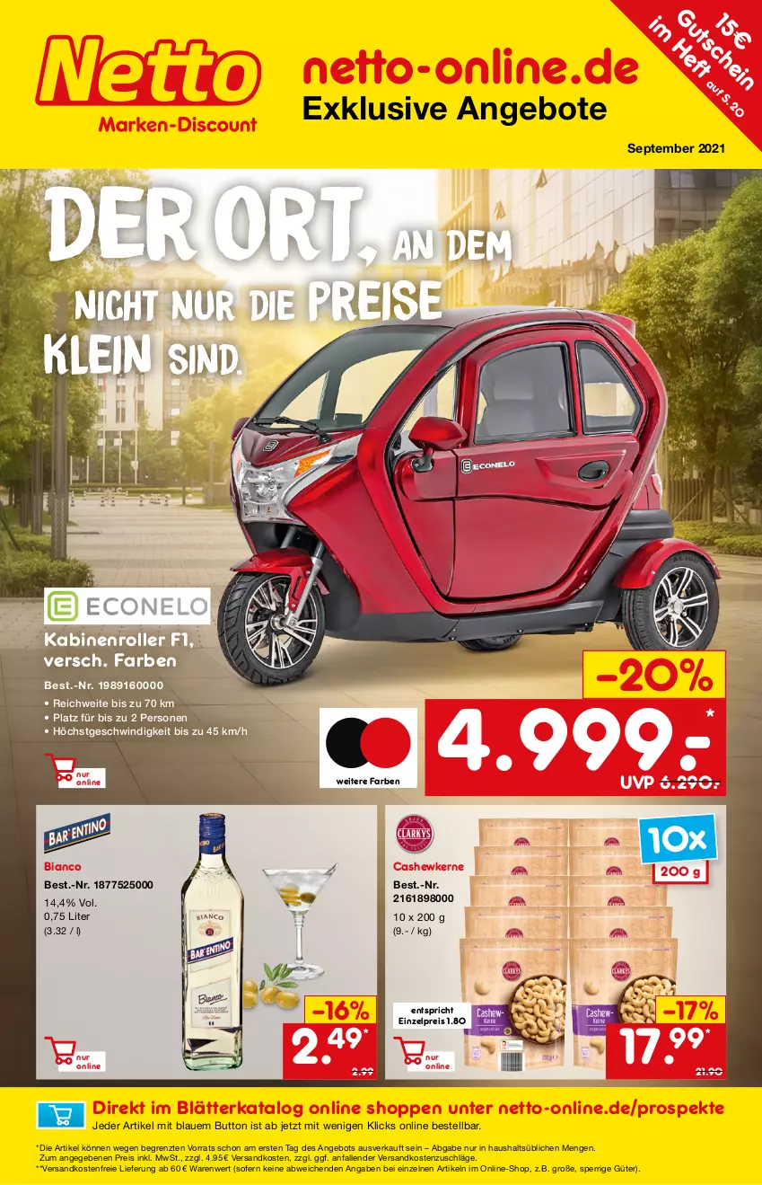 Aktueller Prospekt Netto Marken-Discount - Online-Magazin September - von 01.09 bis 31.08.2021 - strona 1