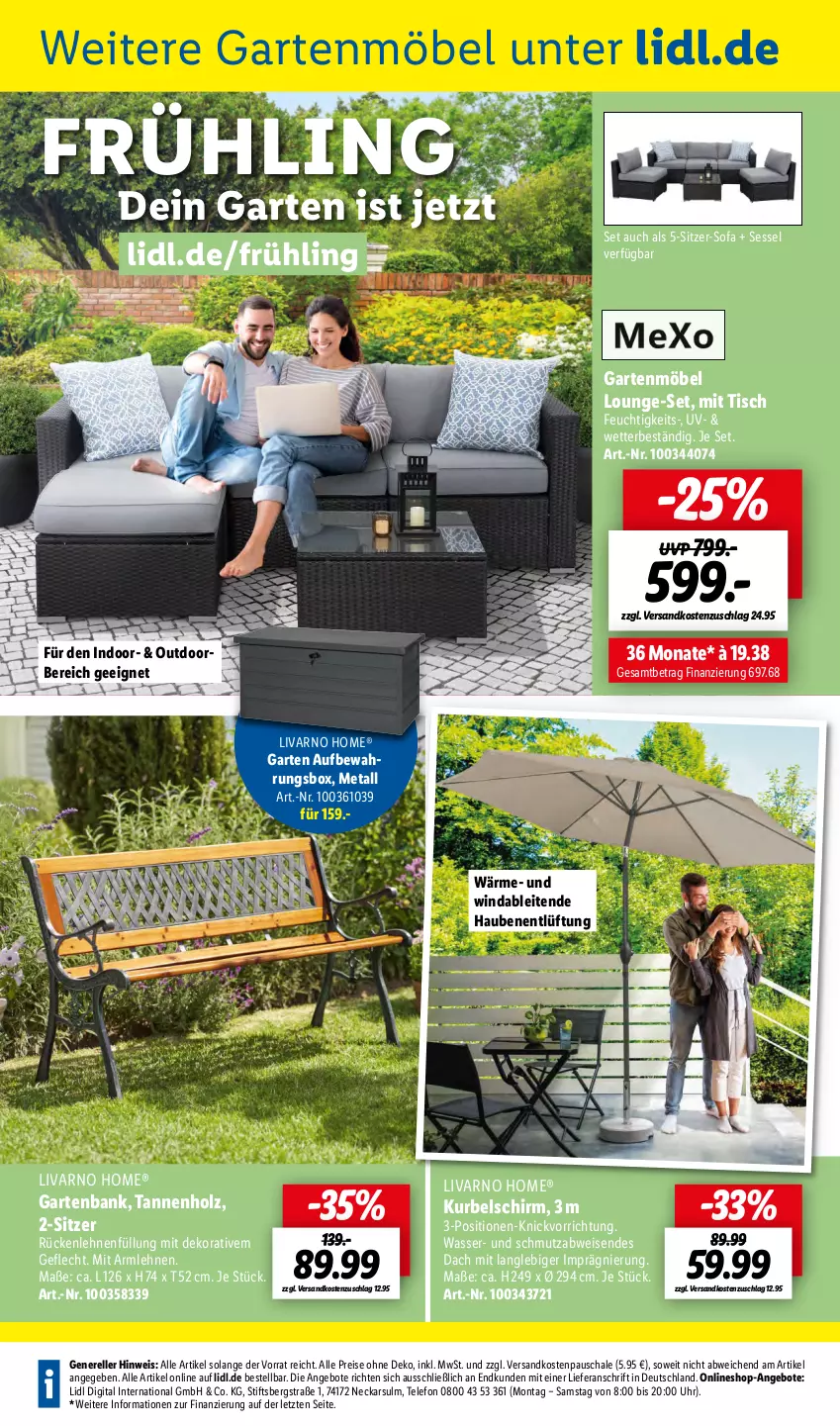 Aktueller Prospekt Lidl - Aktuelle Onlineshop-Highlights - von 01.03 bis 31.03.2023 - strona 2 - produkty: angebot, angebote, armlehnen, aufbewahrungsbox, Bank, eis, elle, Garten, gartenbank, gartenmöbel, Holz, lounge-set, möbel, ndk, reis, rel, rückenlehne, Schal, Schale, sessel, Sofa, telefon, Ti, tisch, uhr, wasser, ZTE