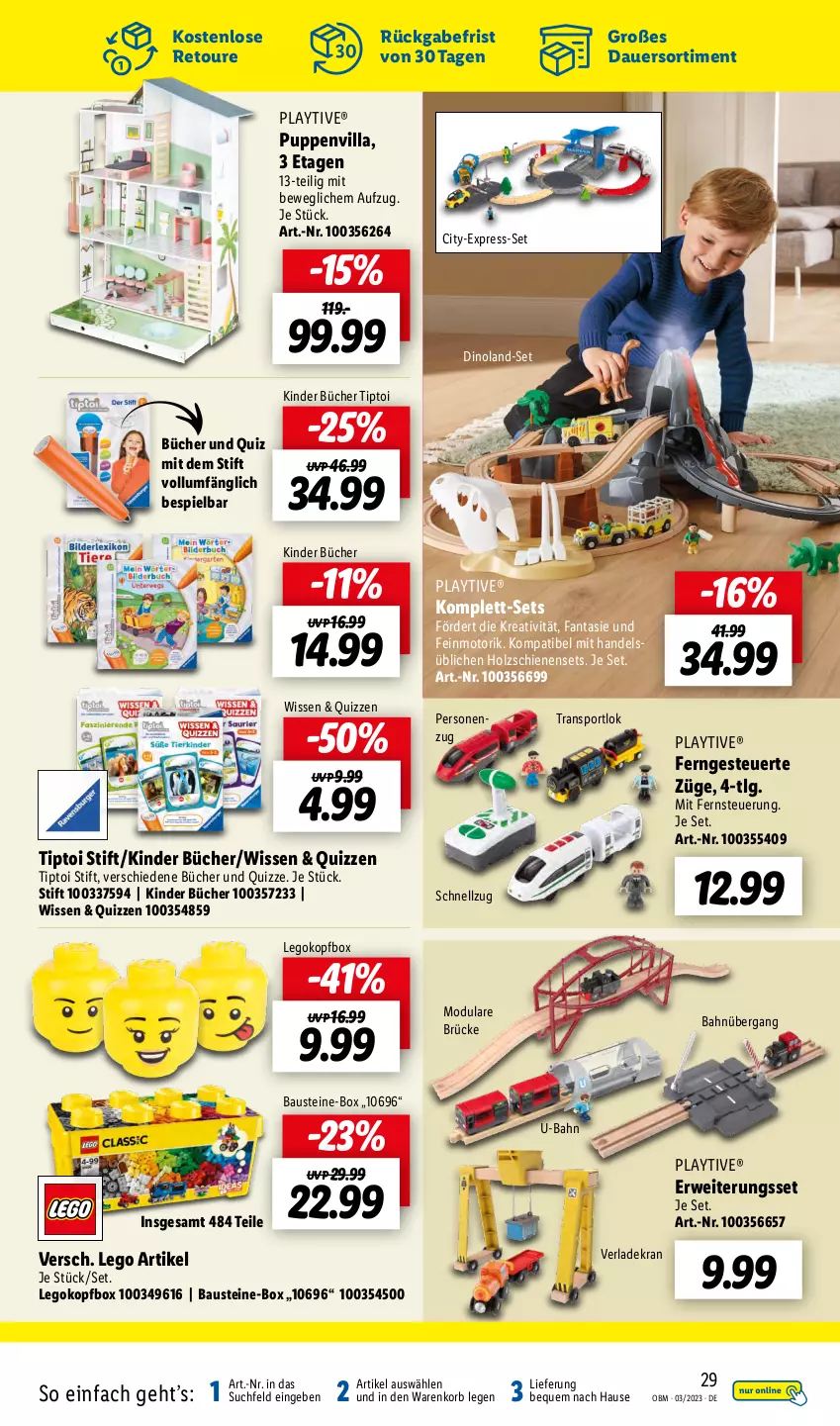 Aktueller Prospekt Lidl - Aktuelle Onlineshop-Highlights - von 01.03 bis 31.03.2023 - strona 29 - produkty: auer, aust, Bau, fanta, Holz, Kinder, korb, LG, Puppe, rwe, Sport, Ti, Tiptoi