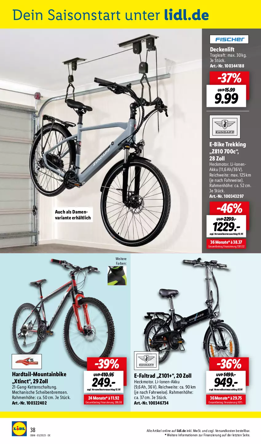 Aktueller Prospekt Lidl - Aktuelle Onlineshop-Highlights - von 01.03 bis 31.03.2023 - strona 38 - produkty: akku, decke, E-Bike, eis, Kette, kraft, Mountainbike, ndk, Ria, rwe, Schal, Ti, ZTE