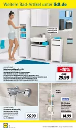 Gazetka promocyjna Lidl - Aktuelle Onlineshop-Highlights - Gazetka - ważna od 31.03 do 31.03.2023 - strona 18 - produkty: armatur, Bad, Beckenunterschrank, dusche, Eckregal, elle, hochschrank, korb, mint, möbel, ndk, regal, Ria, Schrank, Seitenschrank, spiegel, spiegelschrank, Teleskop, thermostat, Ti, unterschrank, Wanne, waschbecken, waschbeckenunterschrank, wäschekorb, wasser