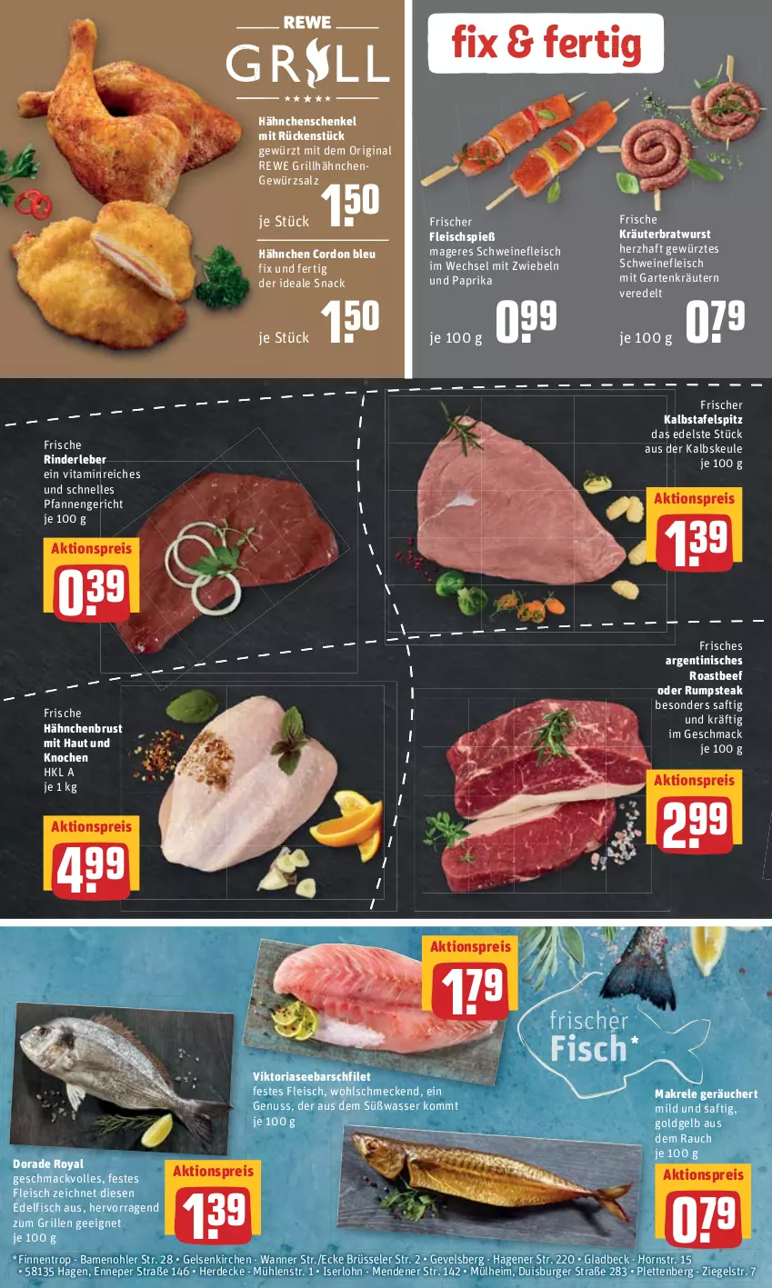 Aktueller Prospekt Rewe - REWE Ihr Kaufpark - von 21.03 bis 26.03.2022 - strona 4 - produkty: aktionspreis, beef, bratwurst, burger, cordon bleu, decke, Dorade, dorade royal, eis, elle, erde, filet, fisch, fleisch, Frische Hähnchen, Garten, gewürz, gewürzsalz, gin, grill, grillhähnchen, hähnchenbrust, hähnchenschenkel, henkel, kräuter, kräutern, mac, Makrele, mit zwiebeln, nuss, oder rumpsteak, paprika, pfanne, pfannen, Rauch, reis, rel, Ria, rind, rinder, Rinderleber, roastbeef, rum, rumpsteak, saft, salz, schenkel, schwein, schweine, schweinefleisch, snack, steak, tafelspitz, Ti, vita, Wanne, wasser, wein, weine, wurst, ZTE, zwiebel, zwiebeln