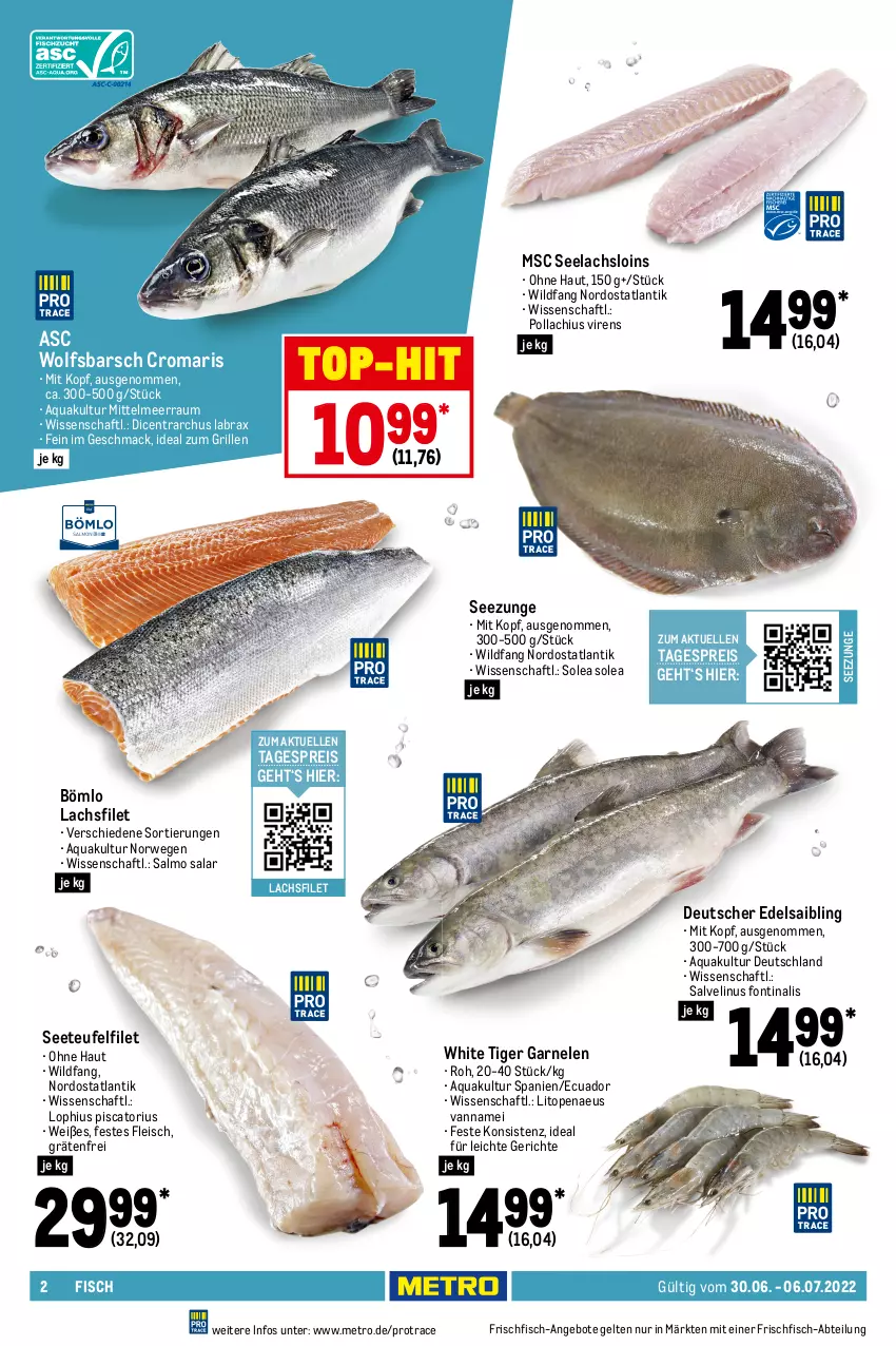 Aktueller Prospekt Metro - Food - von 30.06 bis 06.07.2022 - strona 2 - produkty: Abtei, angebot, angebote, aqua, beutel, eis, elle, feinkost, filet, filets, fisch, Fischfeinkost, fleisch, forelle, frischfisch, garnelen, grill, honig, Honig-Senf, ideal zum grillen, lachs, lachsfilet, lack, mac, Metro, natur, Nordsee, Räucherlachs, reis, rel, rwe, Saibling, Schal, Schale, schott, seelachsfilet, senf, Ti, tisch, top-hit, Wild, wolfsbarsch