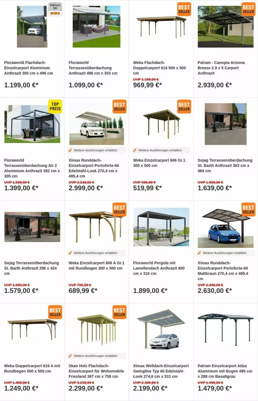 Aktueller Prospekt Obi - Prospekte - von 01.10 bis 09.10.2024 - strona 3 - produkty: braun, bree, Carport, edelstahl, elle, Holz, soja, Terrassenüberdachung, weka