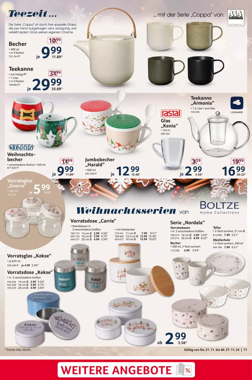 Aktueller Prospekt Selgros - Non Food - von 21.11 bis 27.11.2024 - strona 11 - produkty: angebot, angebote, Becher, decke, Deckel, eis, elle, Holz, jumbo, keks, kekse, leonardo, müsli, Müslischale, reis, Schal, Schale, Spezi, tee, teekanne, Ti