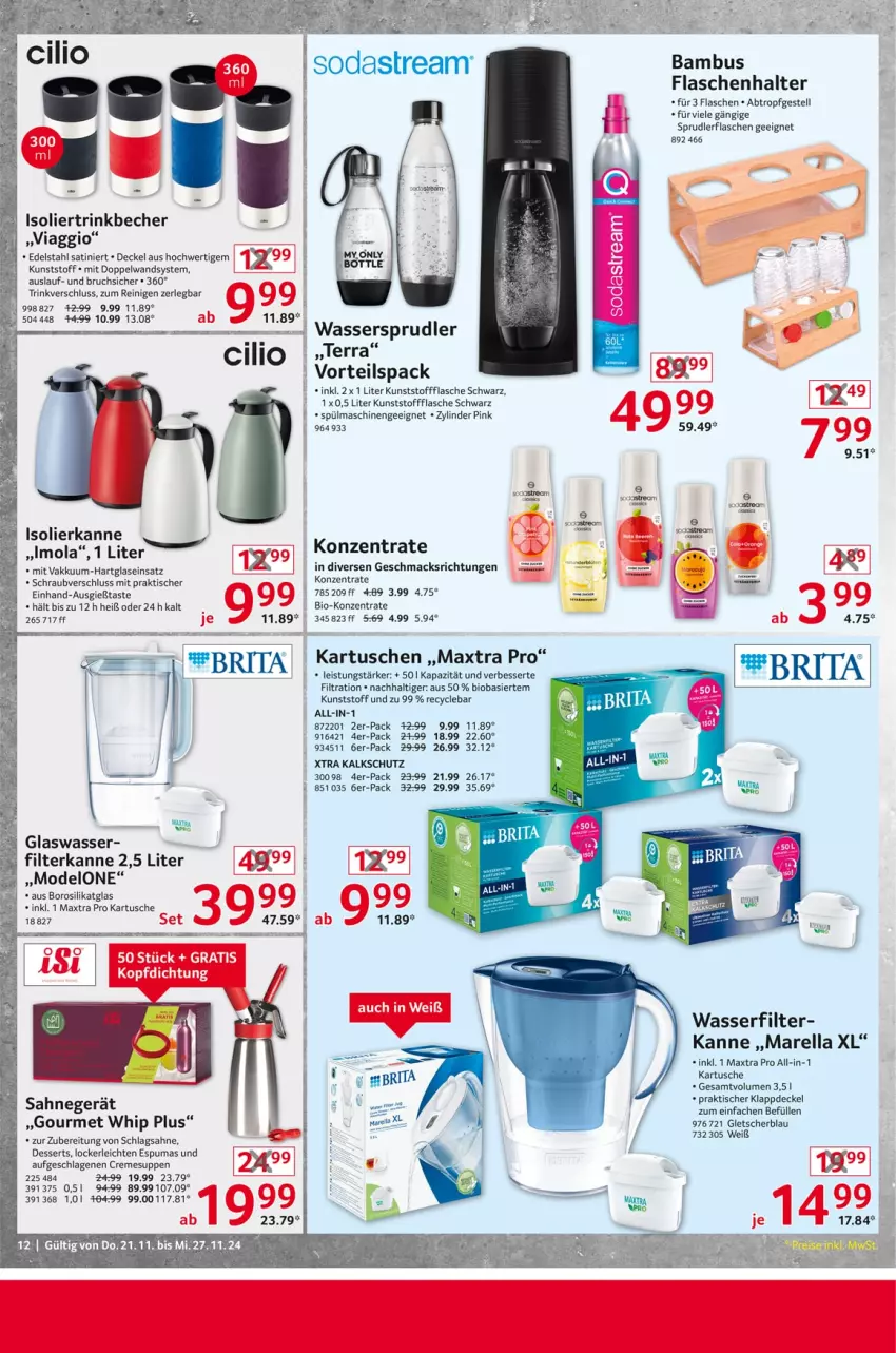 Aktueller Prospekt Selgros - Non Food - von 21.11 bis 27.11.2024 - strona 12 - produkty: akku, bambus, Becher, bio, brita, creme, cremesuppe, decke, Deckel, dessert, desserts, edelstahl, eis, flasche, isolierkanne, Isoliertrinkbecher, LG, mac, Maxtra, Mode, puma, pumas, rel, sahne, schlagsahne, spülmaschinen, suppe, suppen, tee, Ti, tisch, trinkbecher, wasser, wasserfilter, wassersprudler